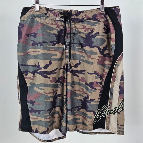 O'Neill Green Camo Camouflage Swim Trunks Board Short | Men's 34 - Picture 1 of 16